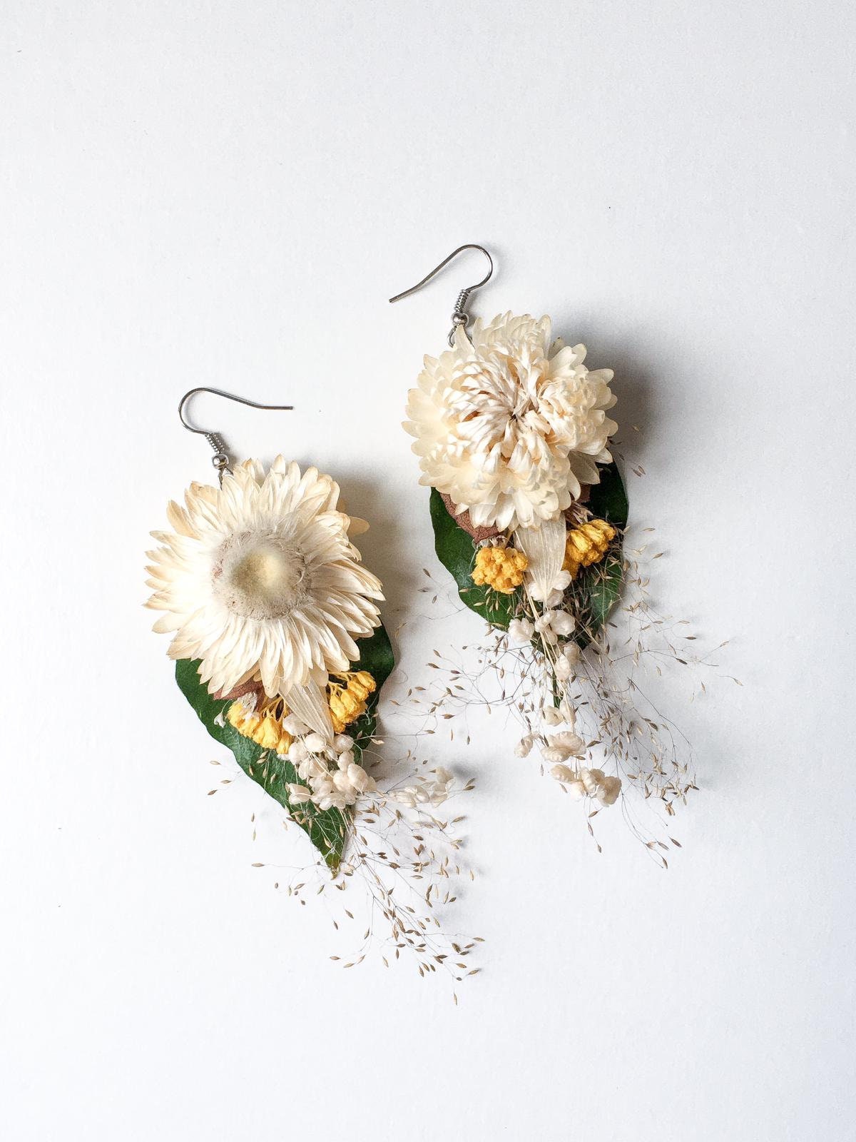 Boho Wedding Earrings Flower Bridal Earrings Floral 