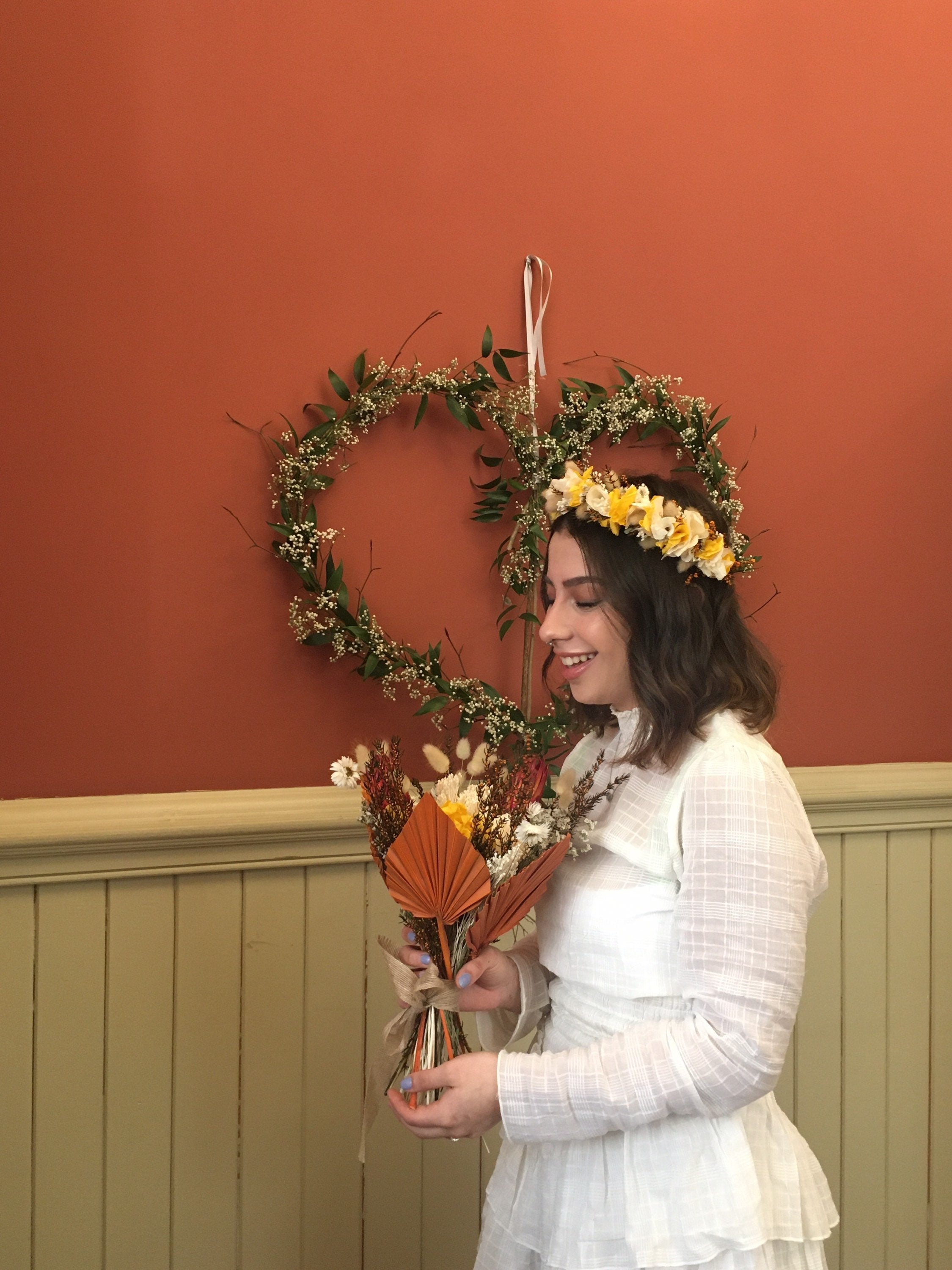 Rustic Wedding Dry Flower Hair Piece Yellow Autumn Bridal Dried