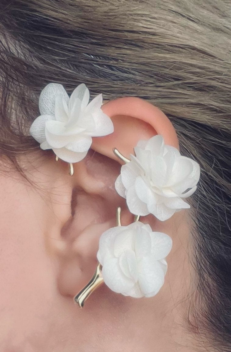 Big white hot sale flower earrings